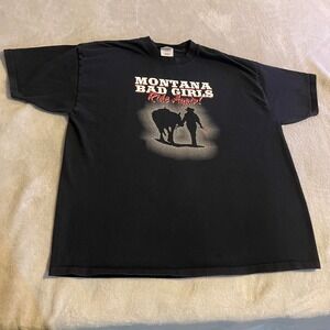 Vintage Montana Bad Girls Ride Again! Black Graphic T Shirt 2XL Port Company Tee